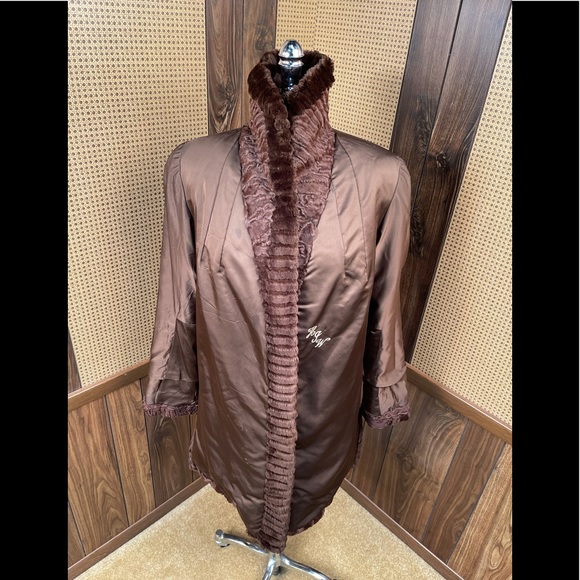Dworkin Furs Brown Persian Lamb & Sheared Beaver Trim Fur Coat Jacket Small - Picture 7 of 12